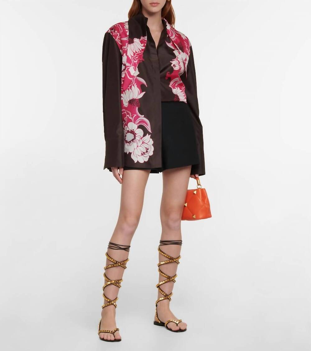 NEW VALENTINO floral pattern shirt in raspberry